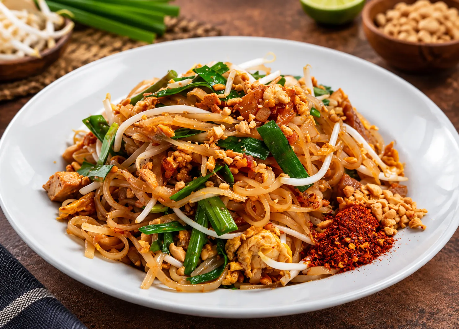 Pad Thai noodles wok-tossed with tamarind, egg and peanuts in Winnipeg, MB