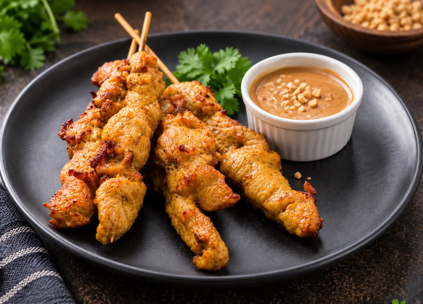 Grilled Thai satay skewers with peanut sauce in Winnipeg, MB